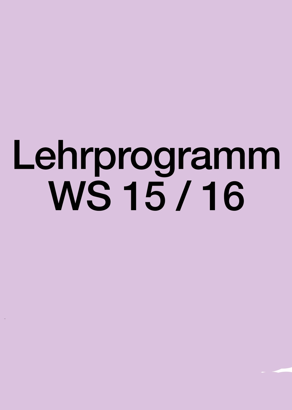 Lehrprogramm WS1516 